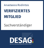 DESAG Sachverständigen-Zertifikat: Anastasios Rodintsis