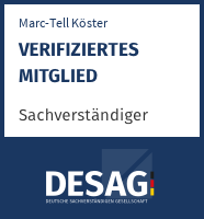 DESAG Sachverständigen-Zertifikat: Marc-Tell Köster